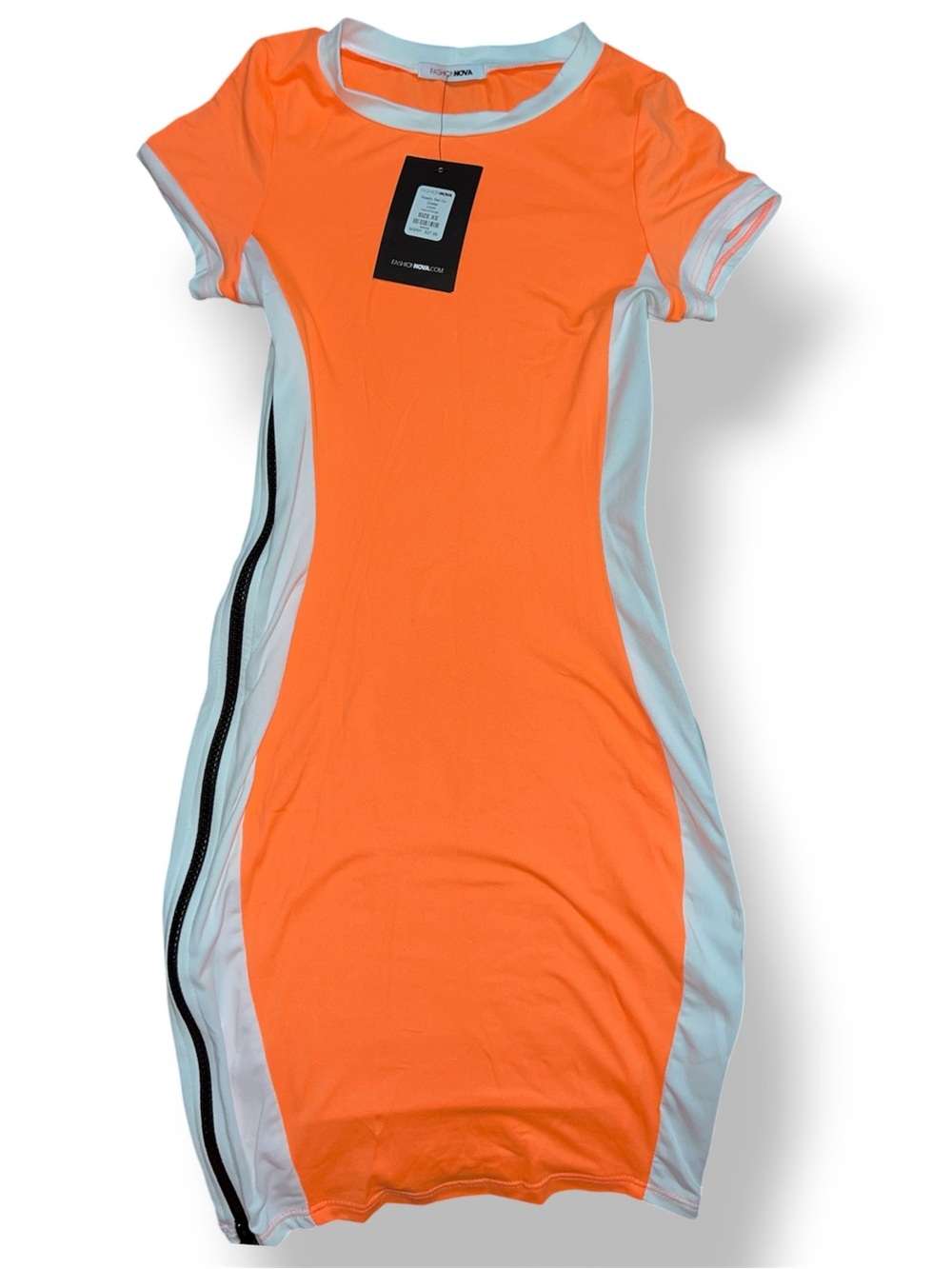Fashion Nova Neon Orange Dress with White Trim